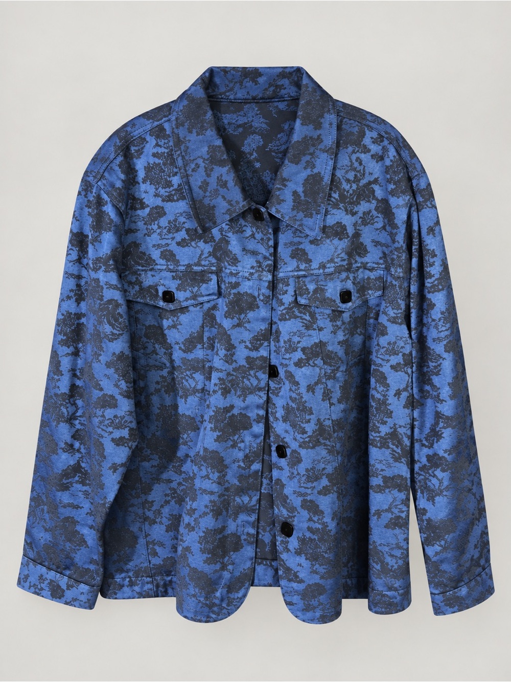 Blue Patterned Button-Front Men's Jacket